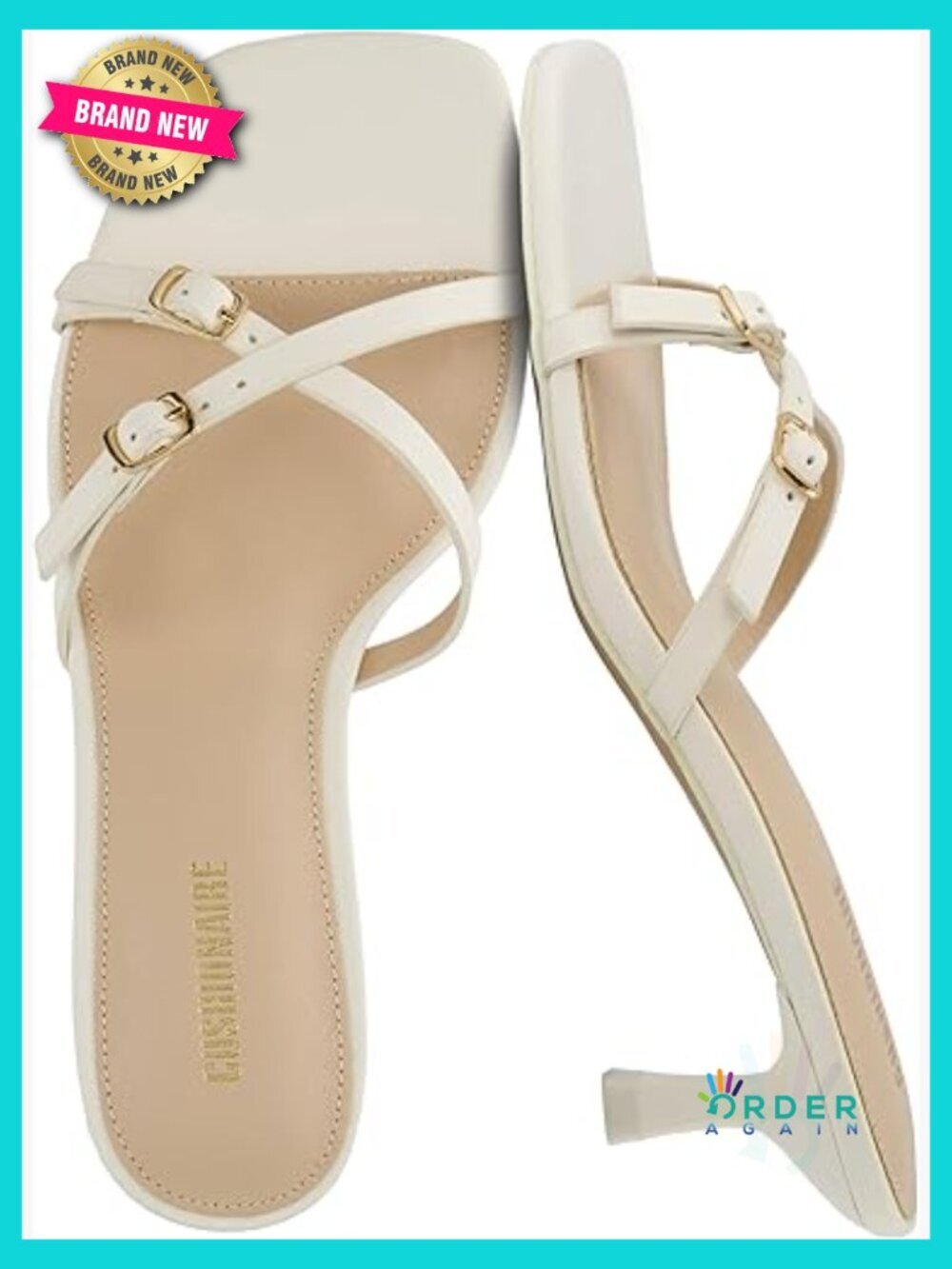 Strappy Kitten Heels Sandals Cushioned Footbed Open Toe Slip On Dressy